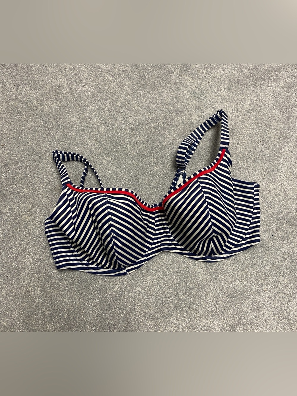 Freya Navy & White Striped Underwire Bra with Red Trim